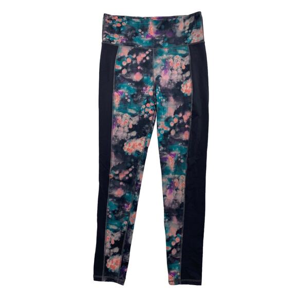 ERIN SNOW Watercolor Colorblock Leggings Womens Size Large Gray Green Purple - Picture 1 of 9